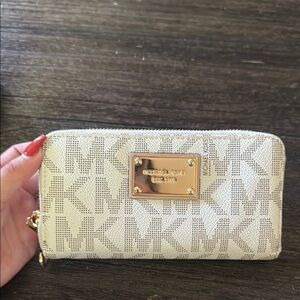 Michael Kors Beige and Gold Logo Wallet